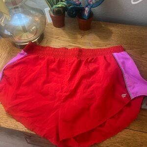Fabletics Red Running Shorts with Pink Accent